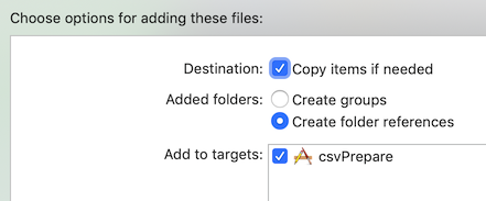 Copy items and check target